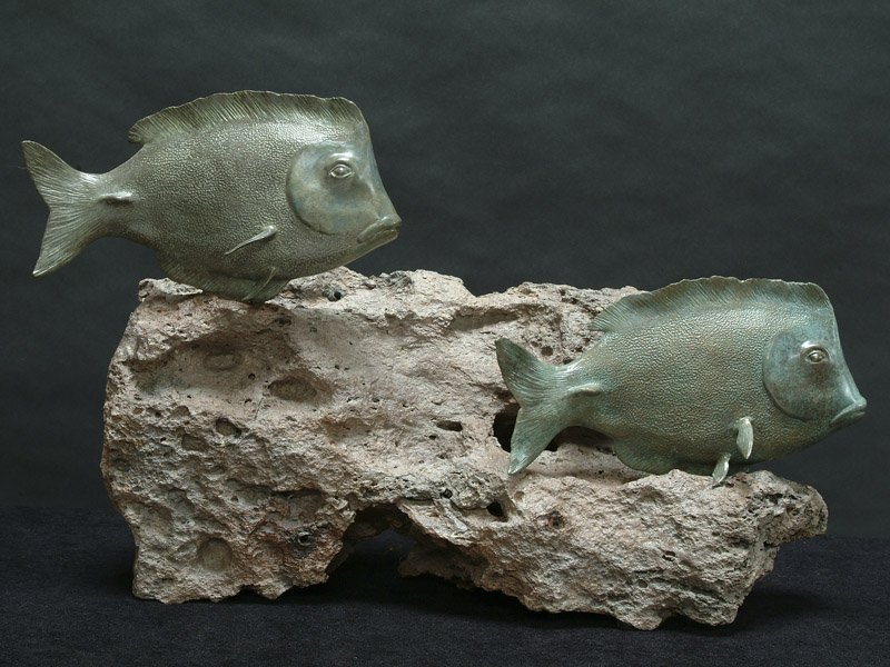 Surgeon Fish Group on Coral Like Bural-sculpture