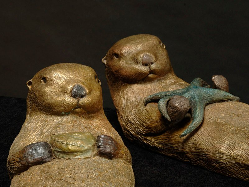 Pair of Sea Otters-sculpture