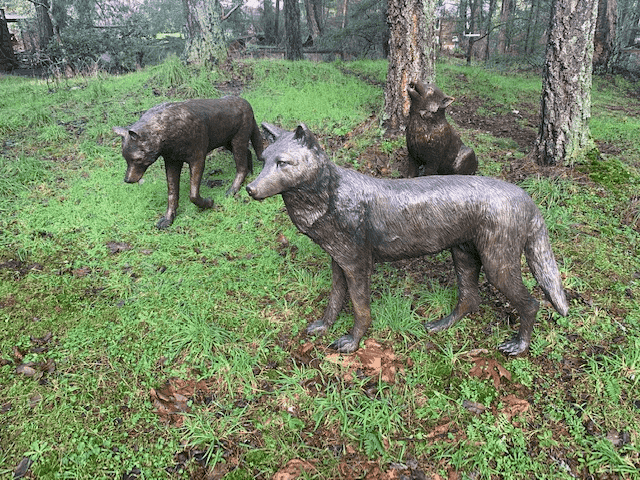 Wolf Pack in Forest-sculpture